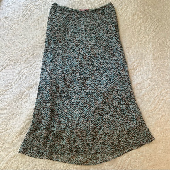 Vintage Y2K Siren Midi Skirt. Blue and Brown Patterned - Picture 1 of 6